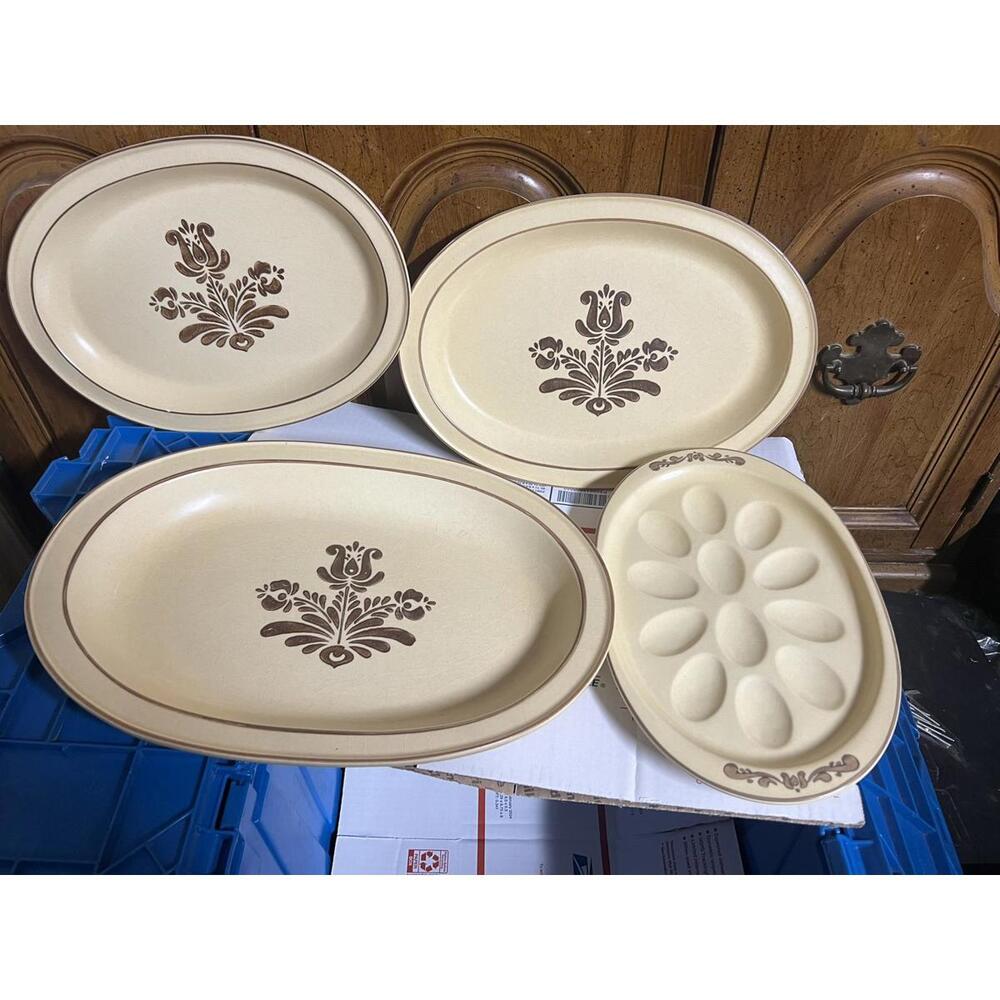 Pfaltzgraff Village 4-Piece Serving Platter Set with Deviled Egg Plate